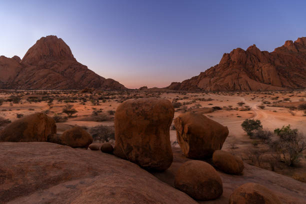 istock Mountain with rock formation in Spitzkoppe at sunset hour 2162932963