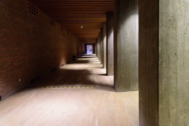 long dark corridor in a funeral hall