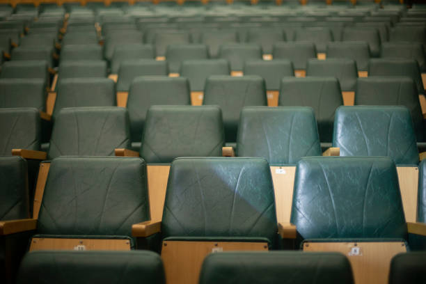 istock Empty seats in hall. Rows of seats. Classroom for students. 2162940429