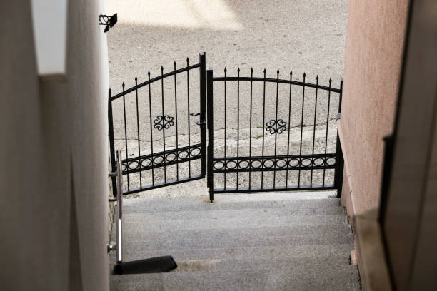 istock Steps and metal gates. Background. Horizontal 2162940932