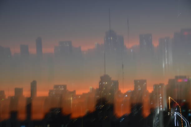 istock Distorted Santo Domingo city skyline at sunset background 2162952984