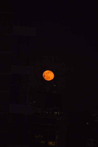 istock Full orange moon in the night 2162953079
