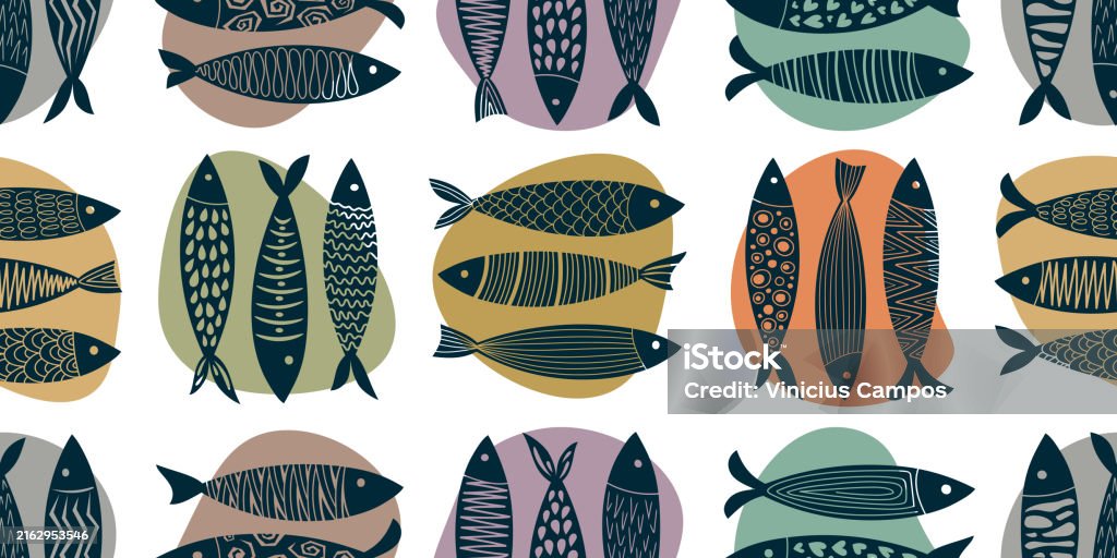 Fish Pattern Stock Vintage Colorful Fish Pattern Vector Illustration Stock Illustration ...