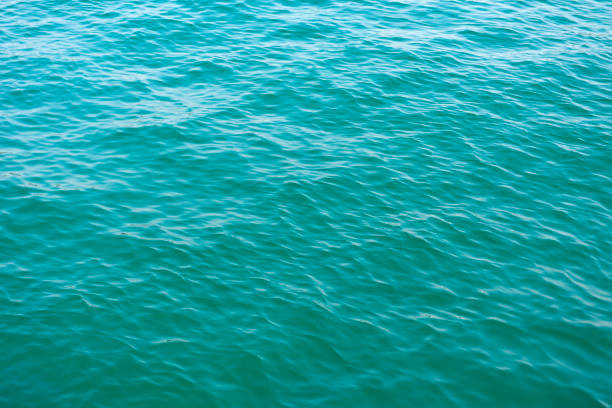 High angle view of abstract blue water surface texture background of the deep sea.