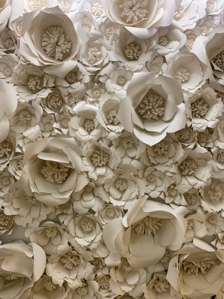 istock Paper Flower Wall Art In White With Texture Details 2162957620