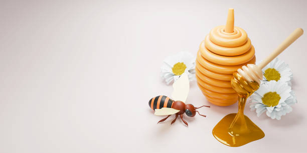 istock Honey concept. Greeting card. 3d render. Space for text. 2162959230