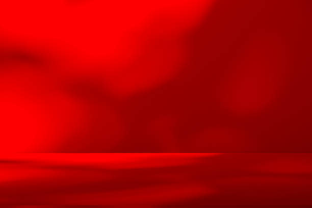 istock Studio style background wall decoration presentation uses white and red tones. with shadows cast from a nearby window, concept creating a decorative 2162960069