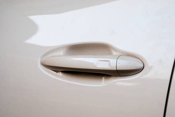 close up of car door handle
