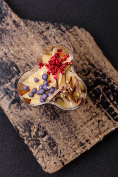 istock Delicious nutritious vegan dessert trifle with berries, cheese cream 2162968306