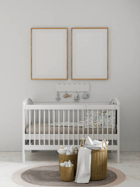 istock Kid mockup, frame in children room, interior children's bed room, background, 3D render 2162968645
