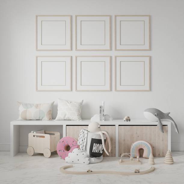 istock Kid mockup, front view element, frame in children room, interior living room, background, 3D render 2162968665