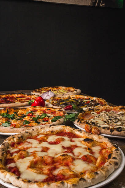 istock Pizza Menu Set Variety Italian Cuisine in Black background Studio 2162968732