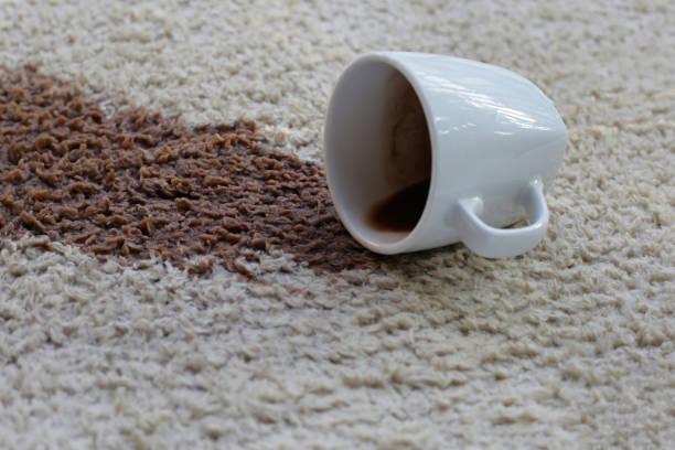 istock Coffee spilled on carpet, Coffee stain 2162971566