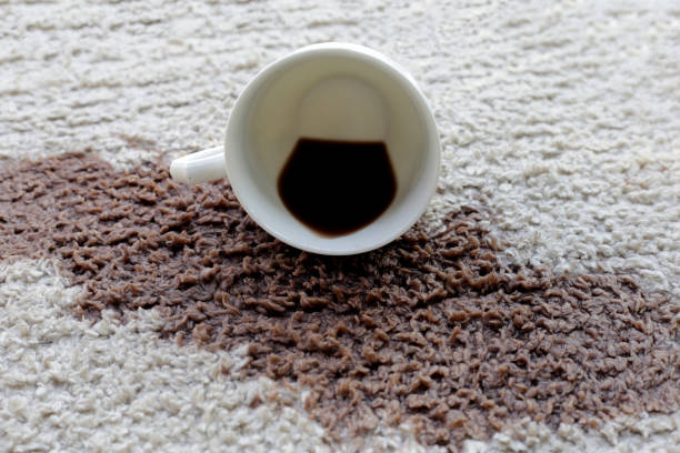 istock Coffee spilled on carpet, Coffee stain 2162971692