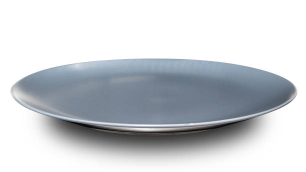 istock Grey circle ceramics plate isolated on white background. 2162973970