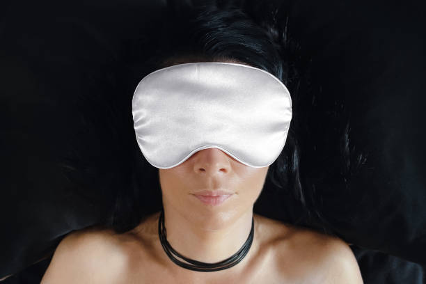 istock Sleeping woman with eye mask mockup 2162974199