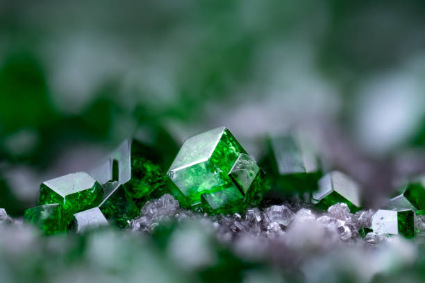 istock green Uvarovite crystals 2162974675