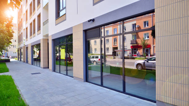 istock Panoramic windows of new commercial premises. 2162974845