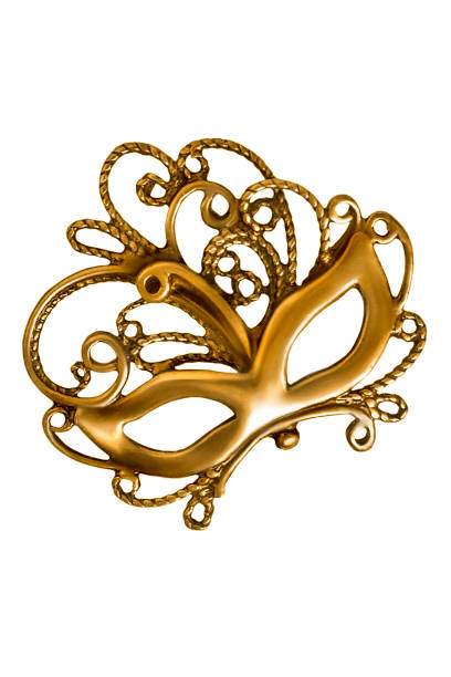 3d rendering Golden Drama and Comedy Masks isolated clipping mask on White stock photo