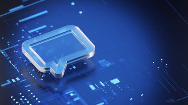 istock Chatbot, online communication 3d symbol on abstract dark blue digital background 2162979861