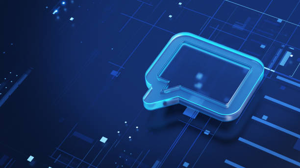 istock Chatbot, online communication 3d symbol on abstract dark blue digital background 2162979880