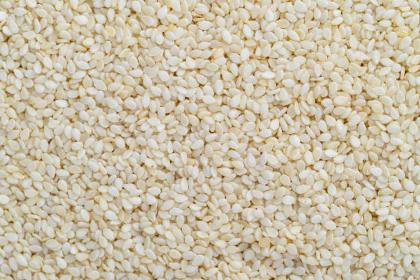 White sesame seeds texture background, Food ingredient