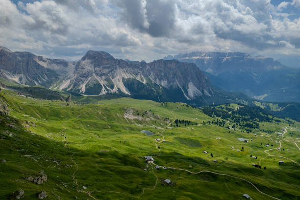 istock Aerial summer view of Seceda, Dolomites mountain range, Italy 2162988220