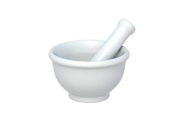 istock Mortar and pestle isolated on white background. 3d render 2162989169