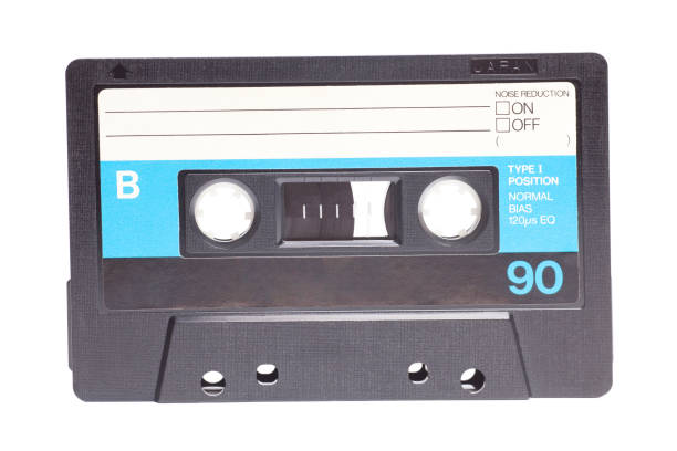 Close up of retro audio cassette tape,side B.