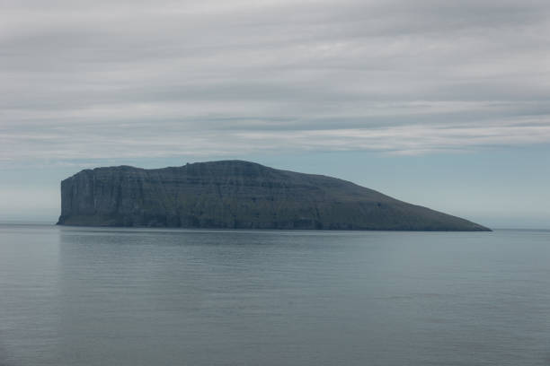 Faroe island beautiful landscape in summer time with sun