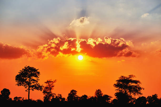 Sunset, sunrise sky morning bright, beautiful summer