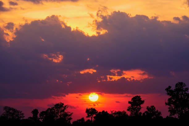 Sunset, sunrise sky morning bright, beautiful summer