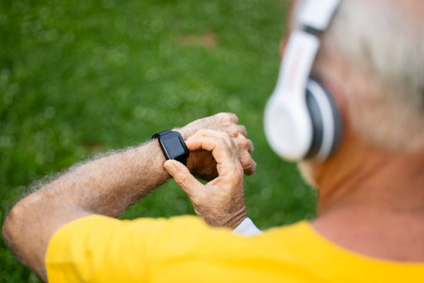istock Senior man measuring heart rate after running training. 2162991783