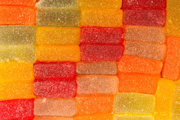 Marmalade candies as a background. Top view.