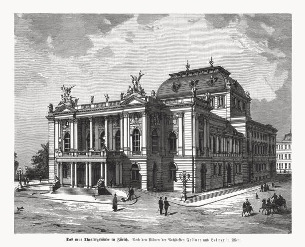 istock Historical view of the Zurich Opera House, woodcut, published 1892 2162998920