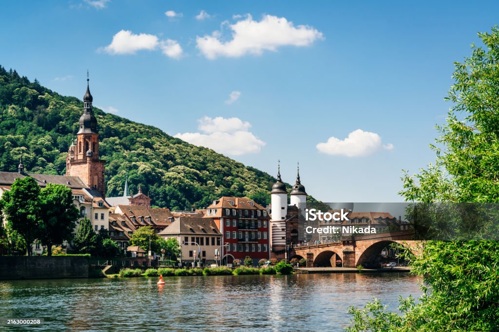 Scenic View of Heidelberg in Summer with Historic Architecture Beautiful summer day in Heidelberg, Germany showcasing historic architecture, lush green hills, and the serene Neckar River flowing by. Rhine River Stock Photo Scenic View of Heidelberg in Summer with Historic Architecture Beautiful summer day in Heidelberg, Germany showcasing historic architecture, lush green hills, and the serene Neckar River flowing by. Rhine River Stock Photo