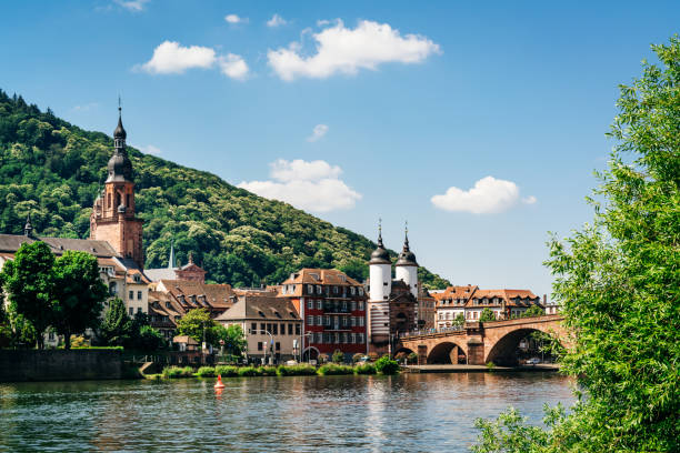 Scenic View of Heidelberg in Summer with Historic Architecture stock photo