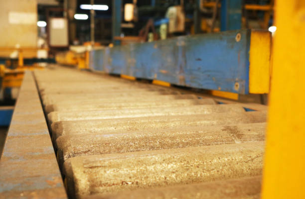 istock Steel roller conveyor machine for production line in manufactory. 2163001994
