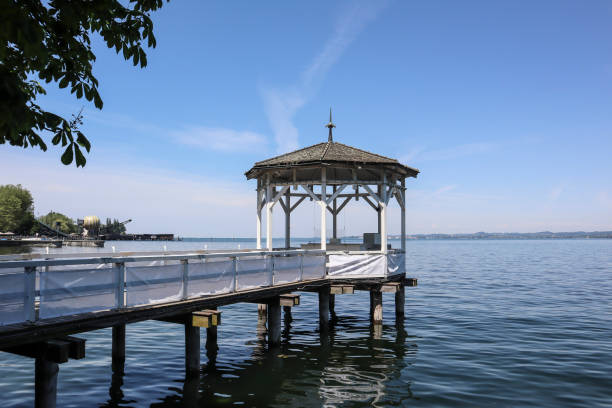 Pavilion on the shore of Lake Constance in Bregenz, Austria in summertime