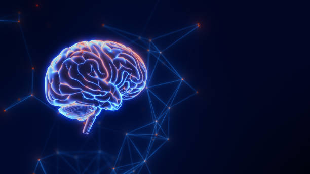 Digital Brain with Glowing Neural Connections and Plexus