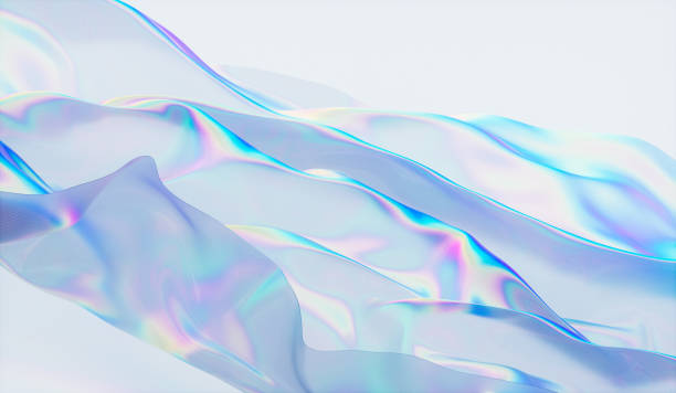 istock Abstract 3d podium background with iridescent holographic fabric texture. 2163007170