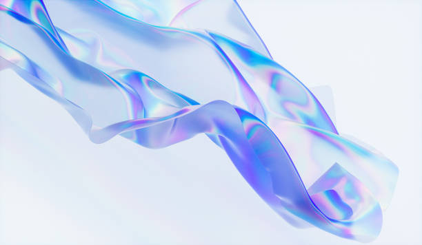 istock Abstract 3d podium background with iridescent holographic fabric texture. 2163007181