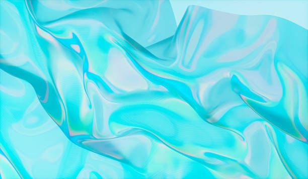istock Abstract 3d podium background with iridescent holographic fabric texture. 2163007183