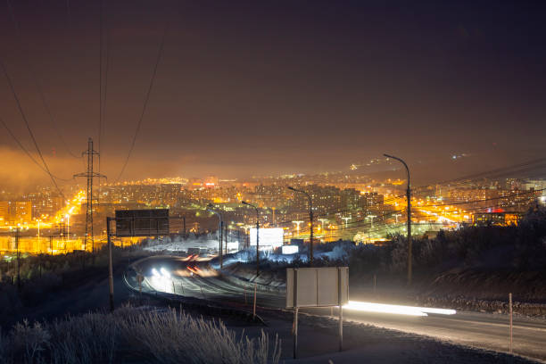 istock Urban panorama at night - Murmansk 2163013833