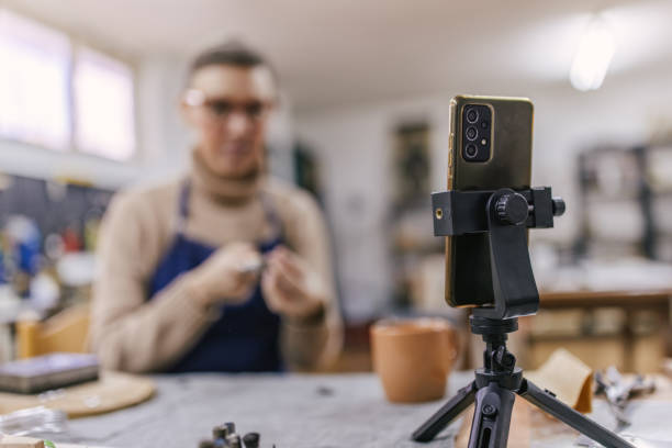 istock Recording setup for a detailed jewelry crafting tutorial session 2163016170