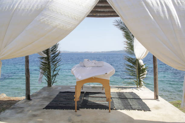 istock Massage tent on the beach 2163018596