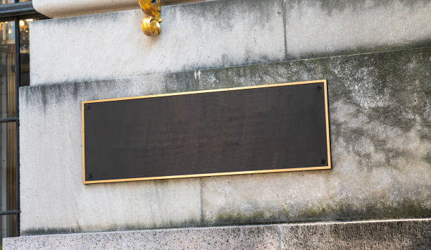 Golden frame home name plate with copy space banner.