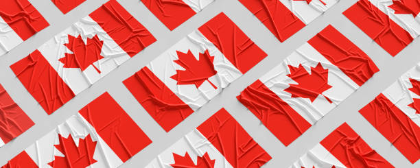 Flag of Canada. Fabric textured Canada flag isolated on white background. 3D illustration