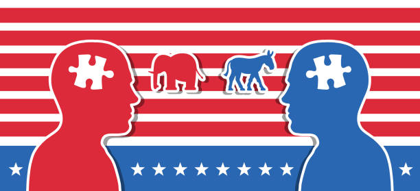 istock Two men thinking about voting republican or democratic party with jigsaw puzzle in the brain illustration 2163021798