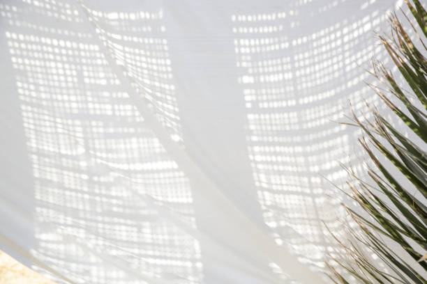 Lights and shadows on the linen curtain